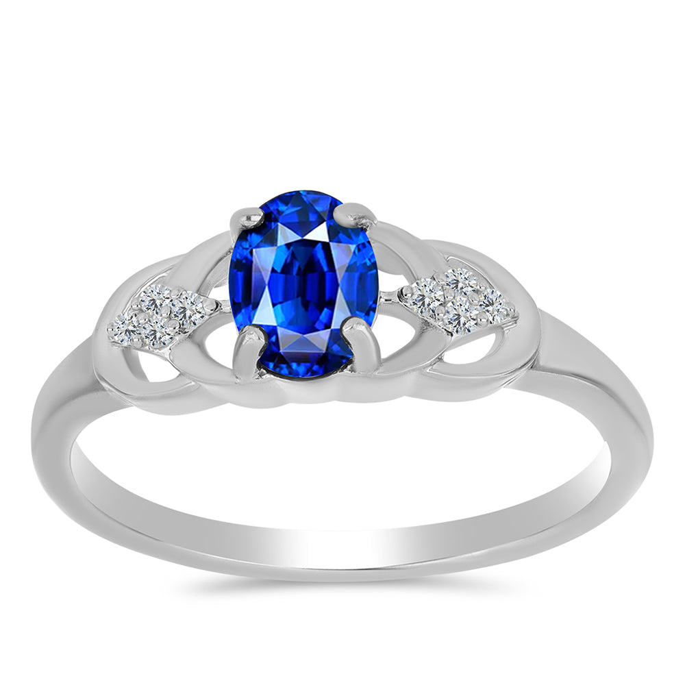 Anillo de Plata con Zafiro Azul Australiano y Topacio Blanco