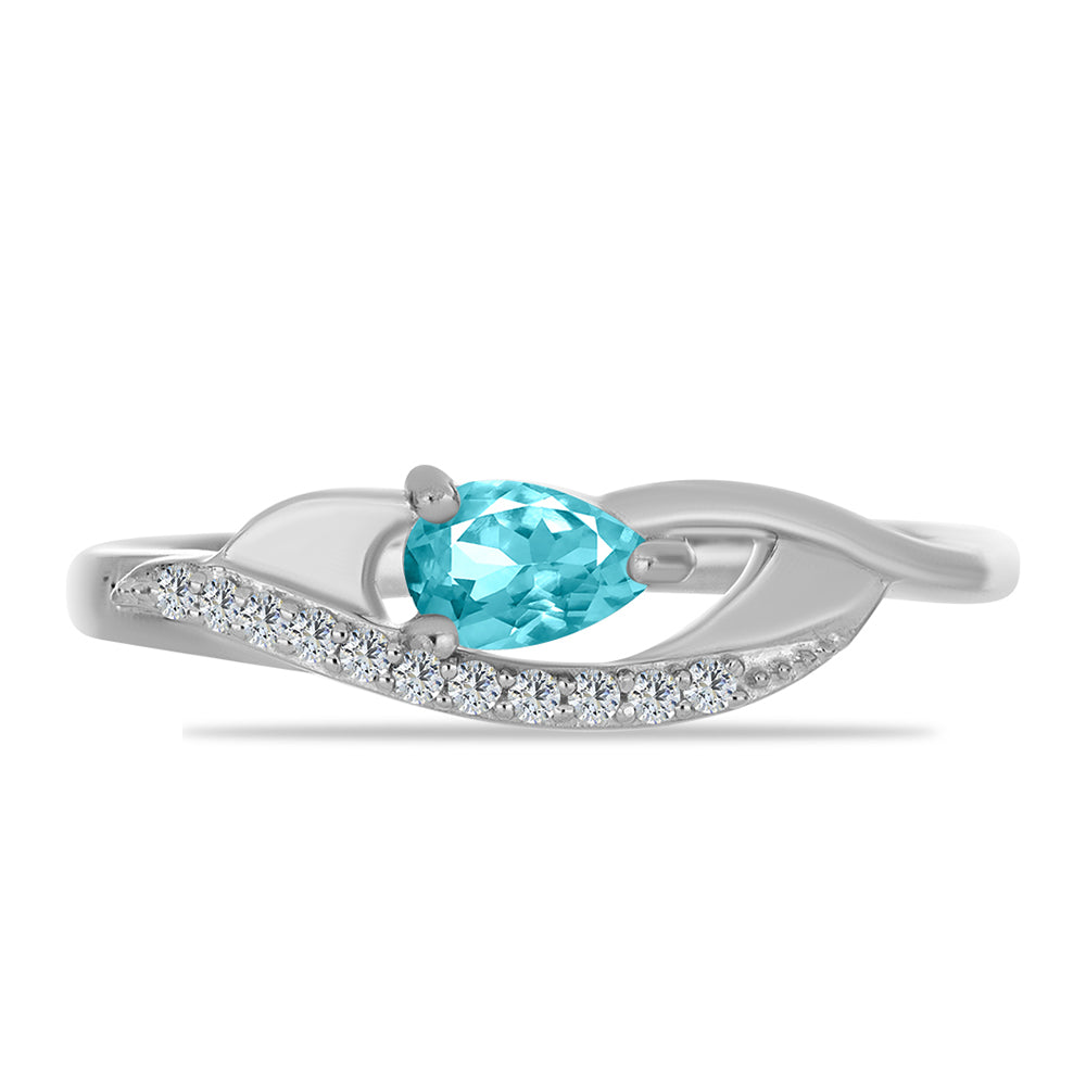 Anillo de Plata con Cuarzo Paraiba y Topacio Blanco