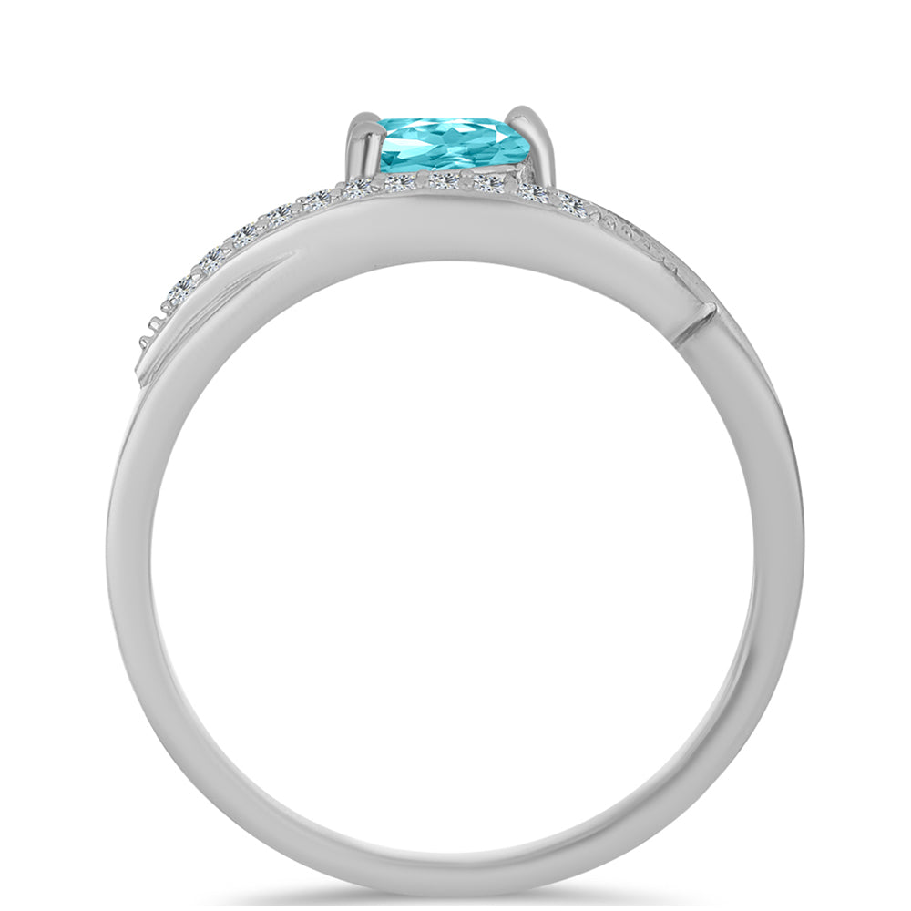 Anillo de Plata con Cuarzo Paraiba y Topacio Blanco