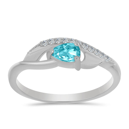 Anillo de Plata con Cuarzo Paraiba y Topacio Blanco