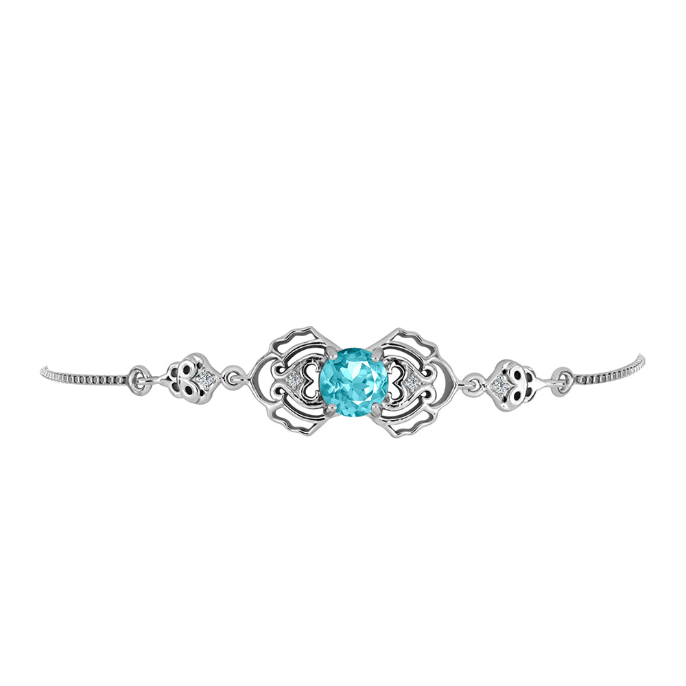 Pulsera de Plata con Cuarzo Paraiba y Topacio Blanco 2 