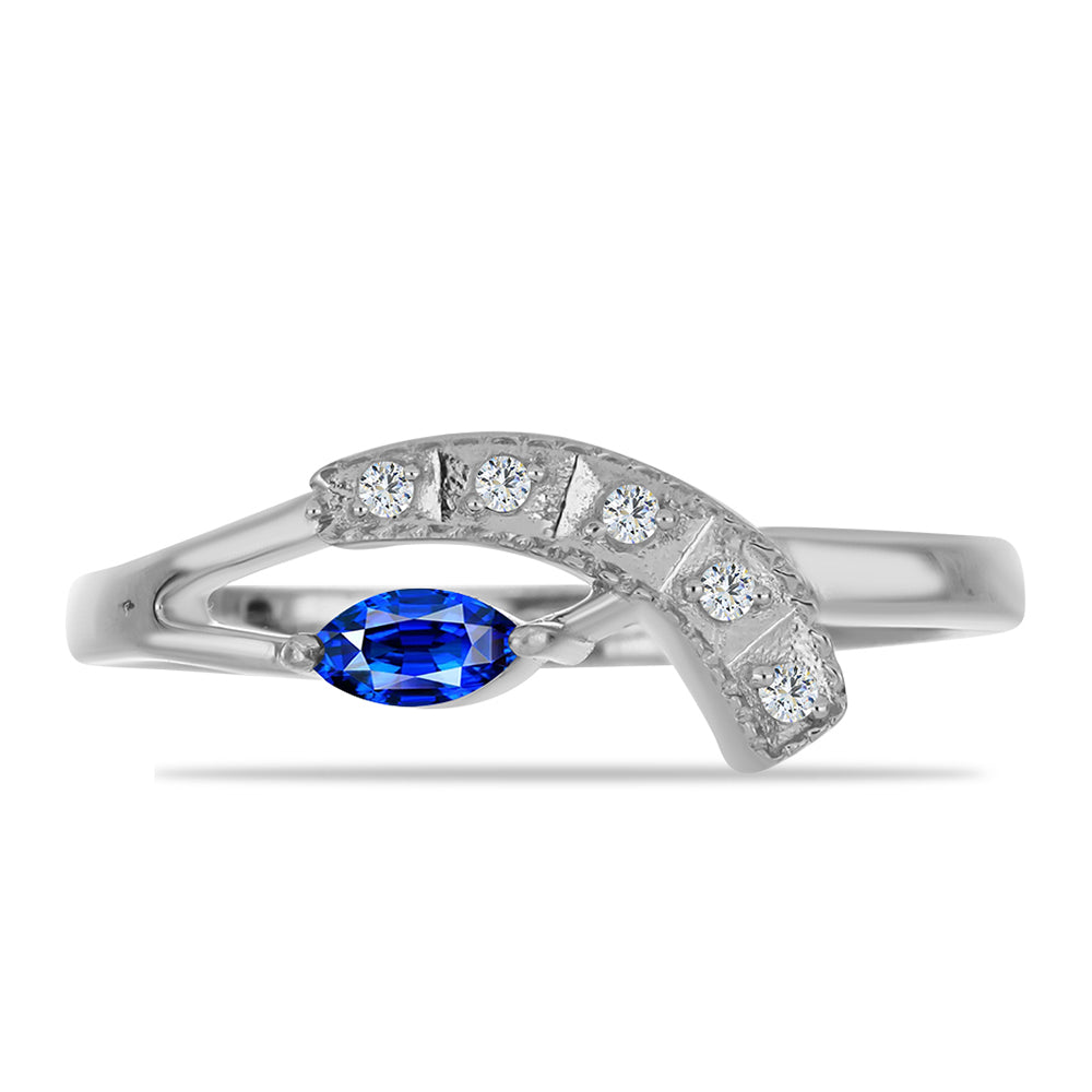 Anillo de Plata con Zafiro Azul Australiano y Topacio Blanco 1 