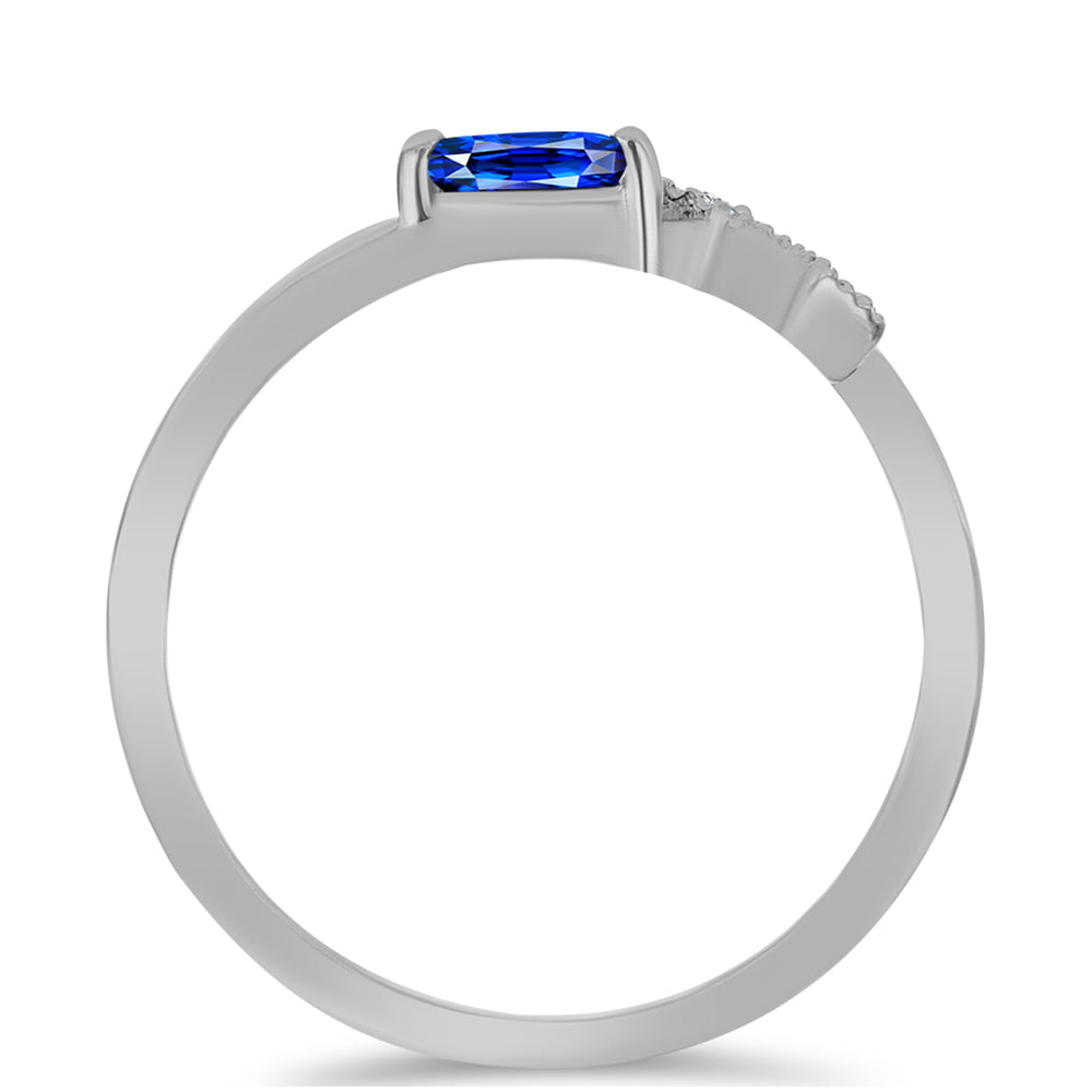 Anillo de Plata con Zafiro Azul Australiano y Topacio Blanco 2 