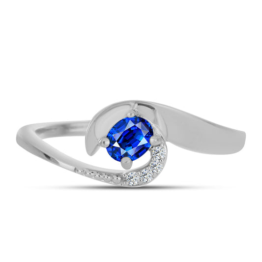 Anillo de Plata con Zafiro Azul Australiano y Topacio Blanco