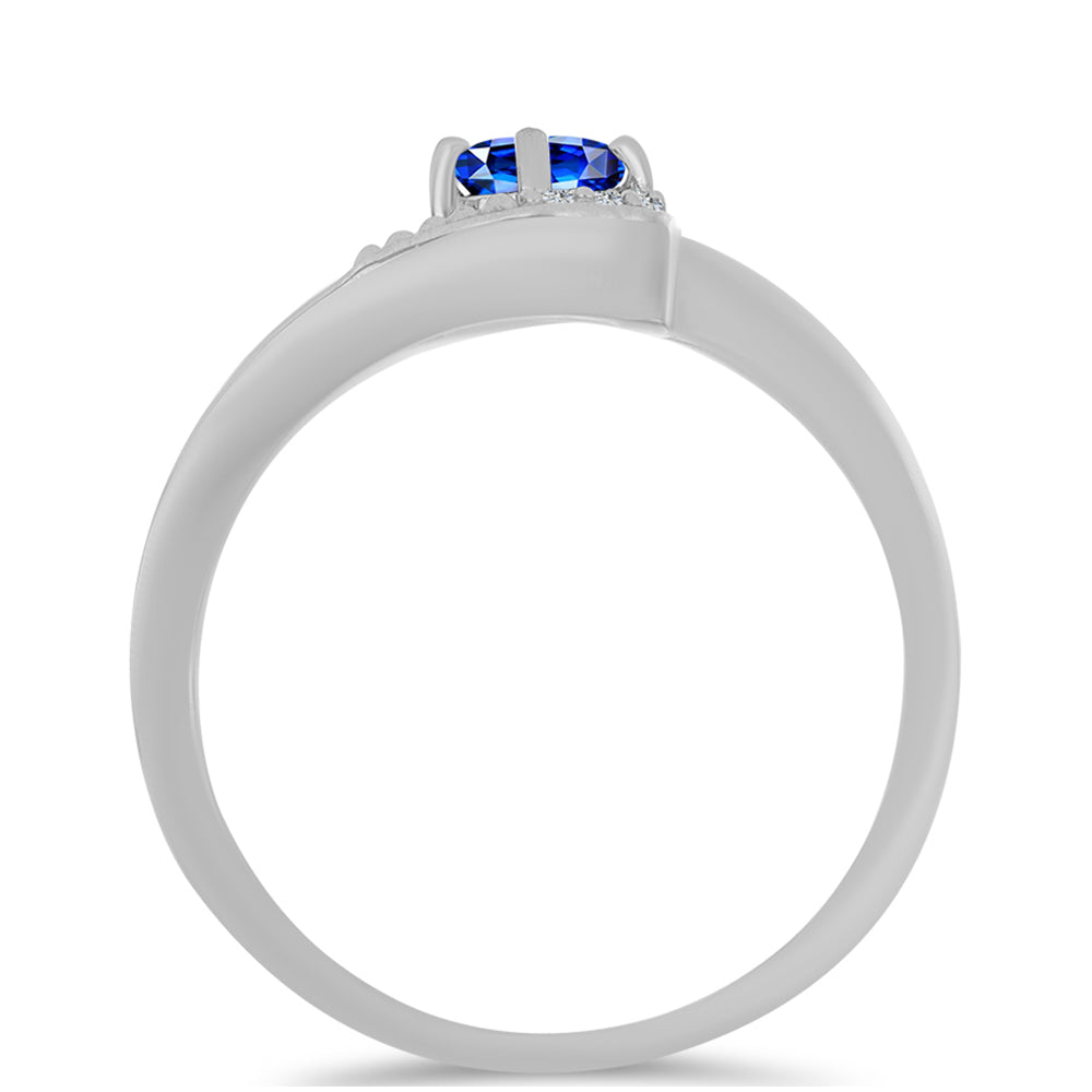 Anillo de Plata con Zafiro Azul Australiano y Topacio Blanco