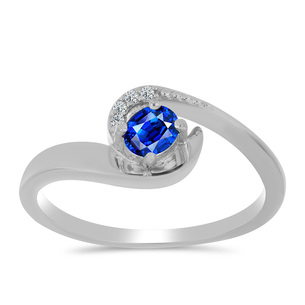 Anillo de Plata con Zafiro Azul Australiano y Topacio Blanco