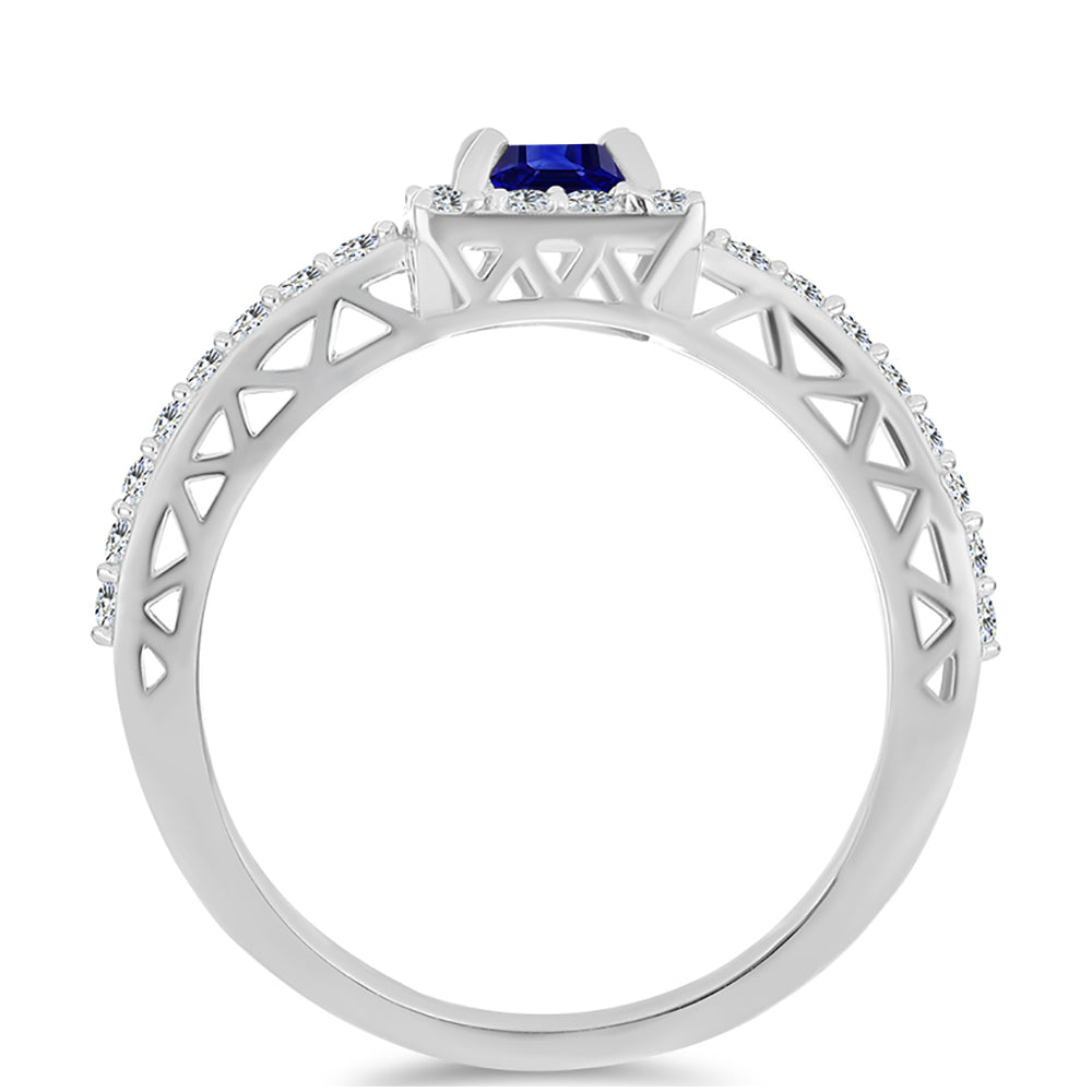 Anillo de Plata con Zafiro Azul Australiano y Topacio Blanco