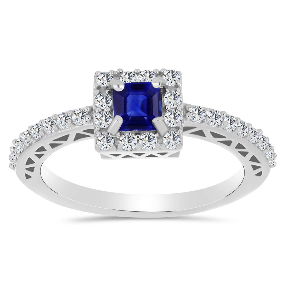 Anillo de Plata con Zafiro Azul Australiano y Topacio Blanco