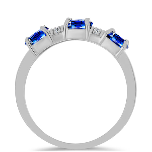 Anillo de Plata con Zafiro Azul Australiano y Topacio Blanco