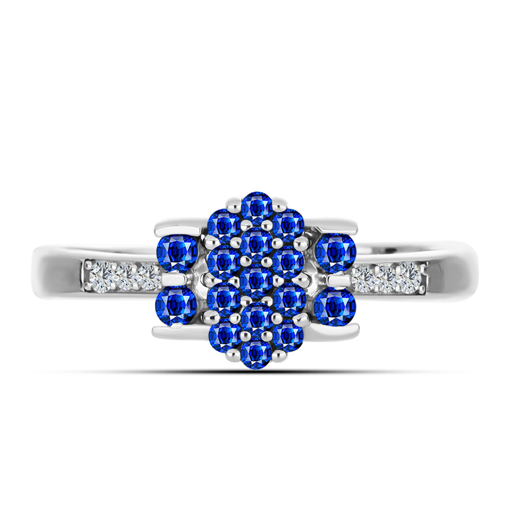 Anillo de Plata con Zafiro Azul Australiano y Topacio Blanco 1 