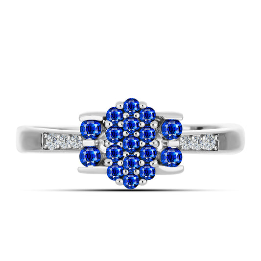 Anillo de Plata con Zafiro Azul Australiano y Topacio Blanco