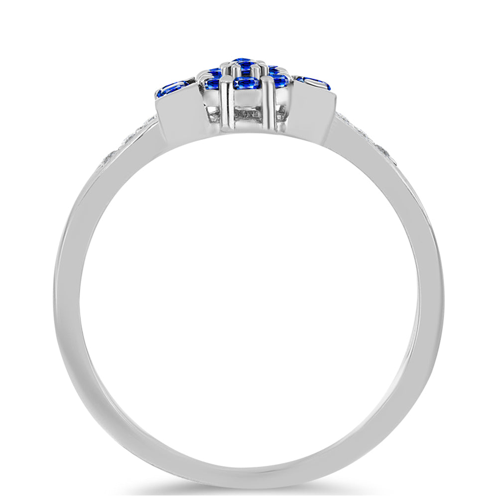 Anillo de Plata con Zafiro Azul Australiano y Topacio Blanco