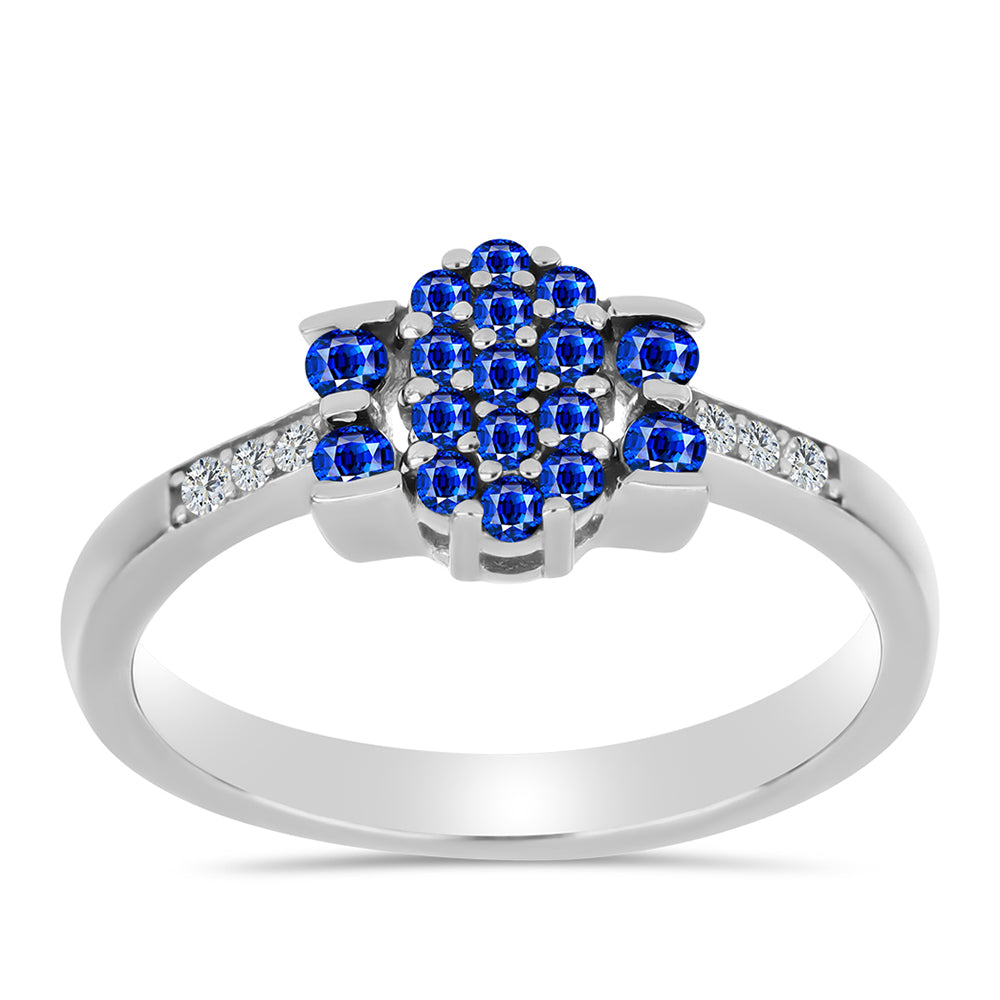 Anillo de Plata con Zafiro Azul Australiano y Topacio Blanco 3 