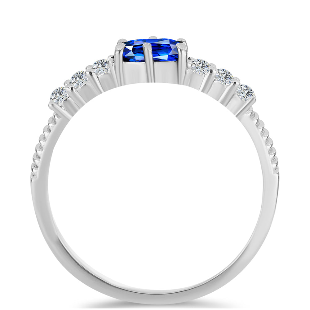 Anillo de Plata con Zafiro Azul Australiano y Topacio Blanco 2 