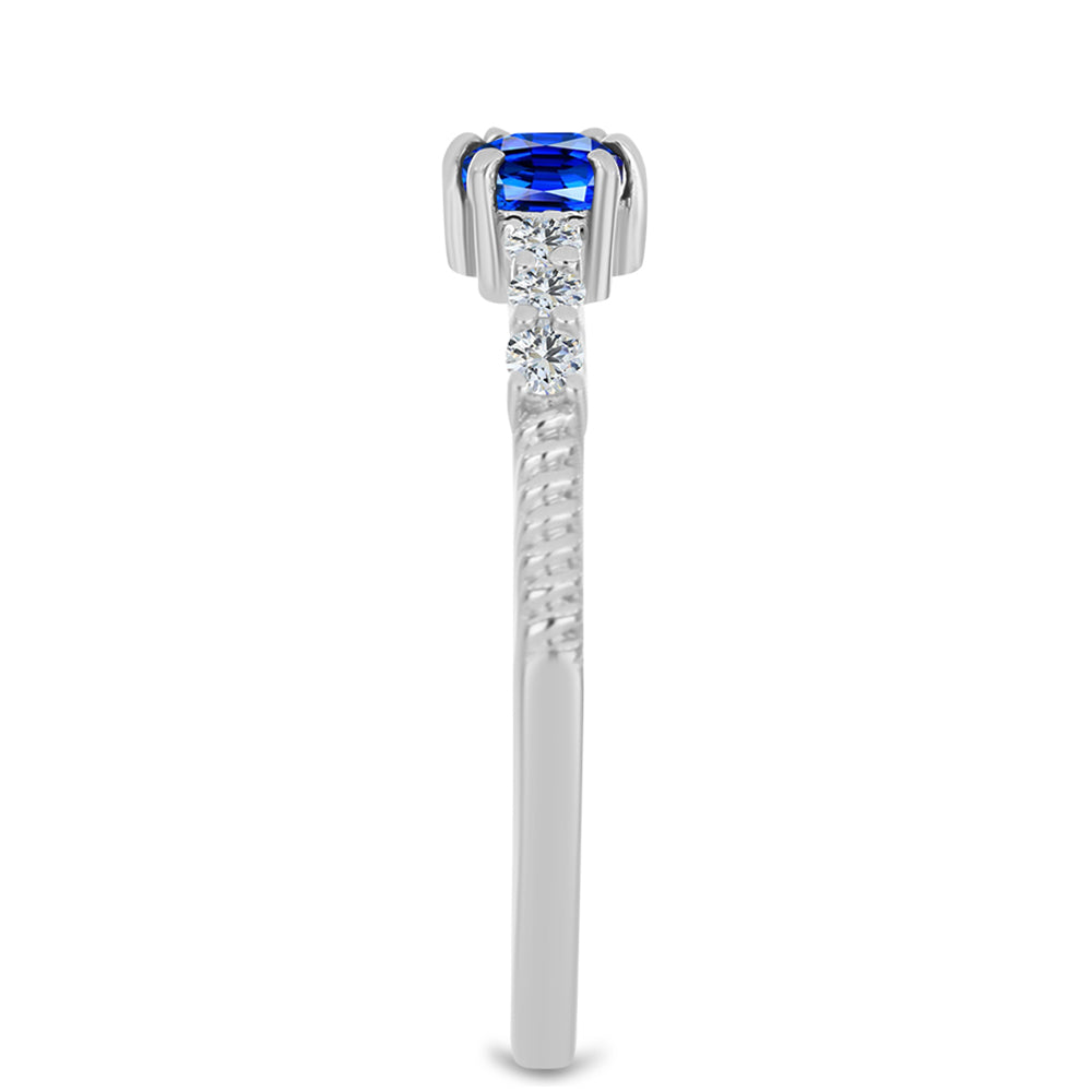 Anillo de Plata con Zafiro Azul Australiano y Topacio Blanco 4 