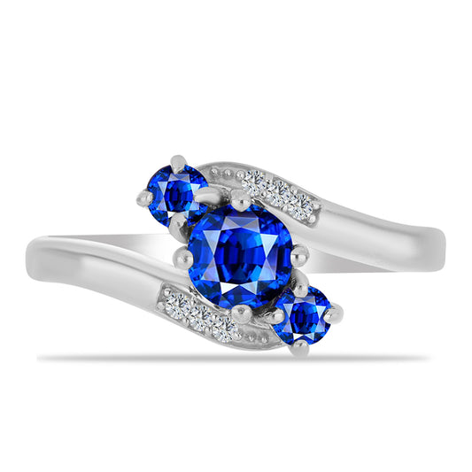 Anillo de Plata con Zafiro Azul Australiano y Topacio Blanco