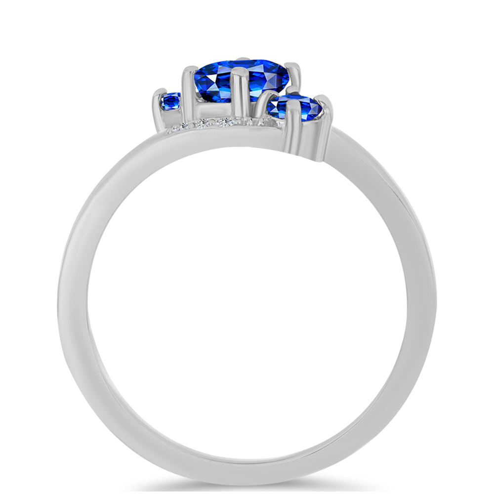 Anillo de Plata con Zafiro Azul Australiano y Topacio Blanco