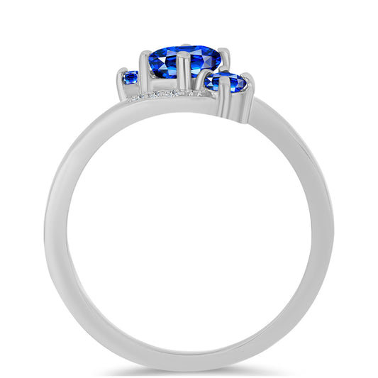 Anillo de Plata con Zafiro Azul Australiano y Topacio Blanco