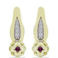 Pendientes de Plata Bañada en Oro con Diamante Púrpura y Diamante blanco