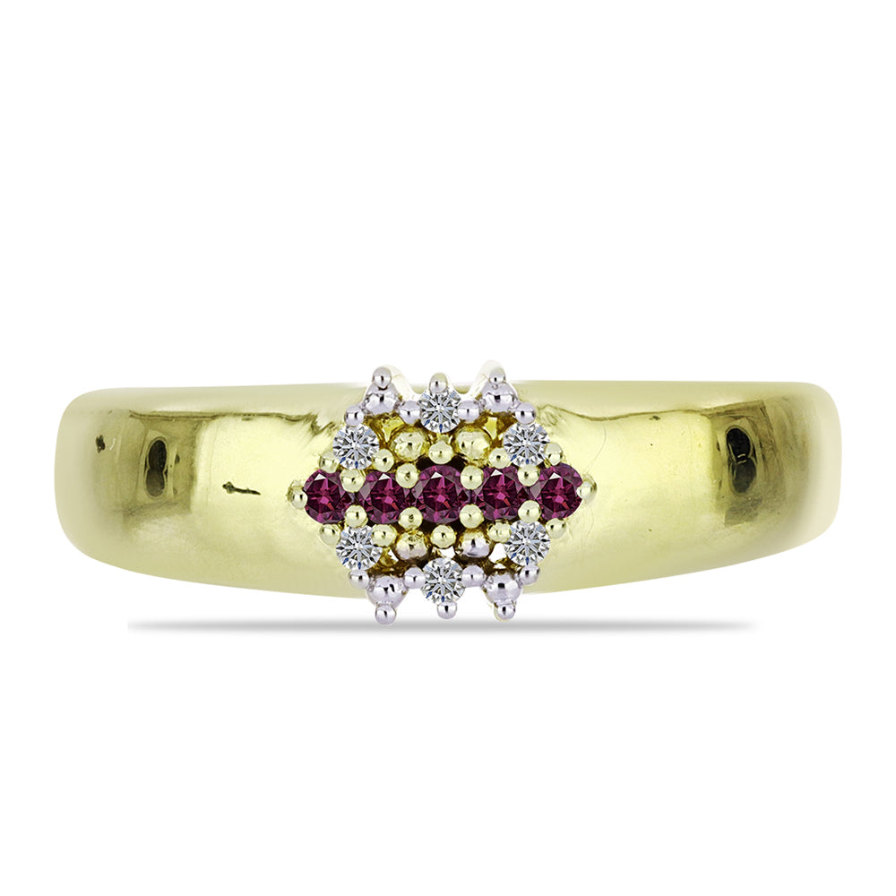 Anillo de Plata Bañada en Oro con Diamante Púrpura y Diamante blanco 1 
