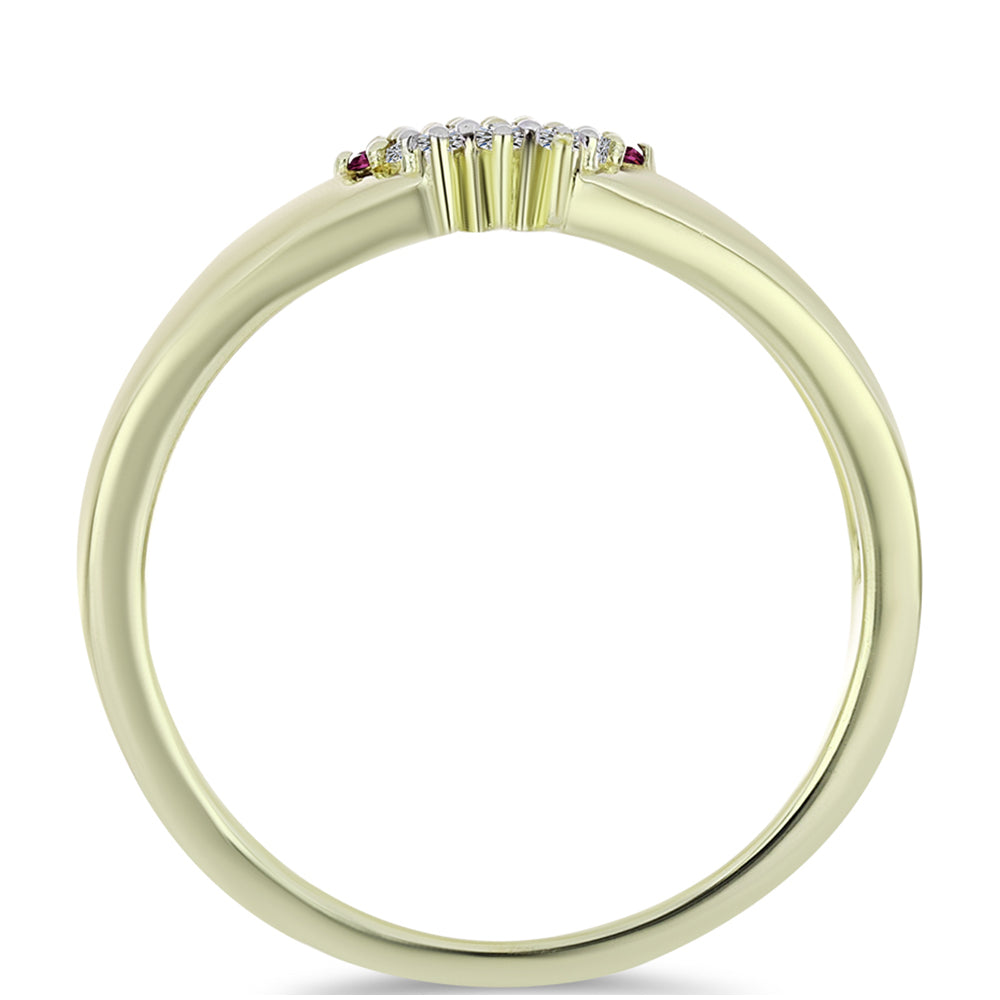 Anillo de Plata Bañada en Oro con Diamante Púrpura y Diamante blanco 2 