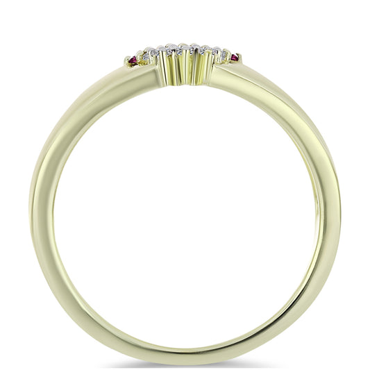 Anillo de Plata Bañada en Oro con Diamante Púrpura y Diamante blanco