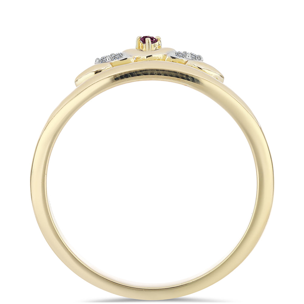 Anillo de Plata Bañada en Oro con Diamante Púrpura y Diamante blanco 3 