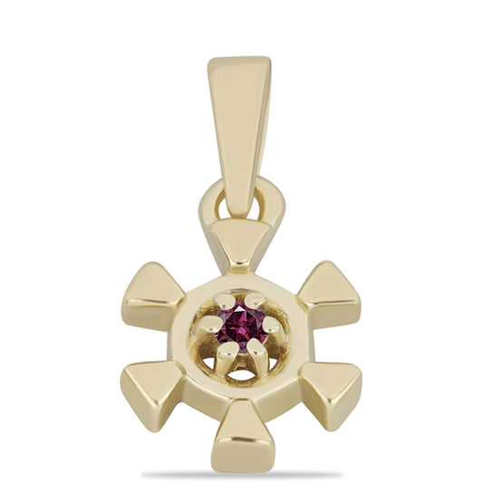 Colgante de Plata Bañada en Oro con Diamante Púrpura