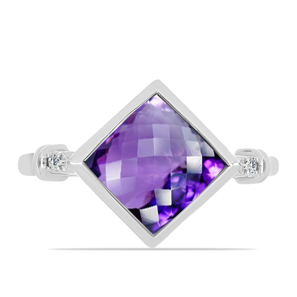 Anillo de Plata con Amatista de Marruecos y Topacio Blanco 1 