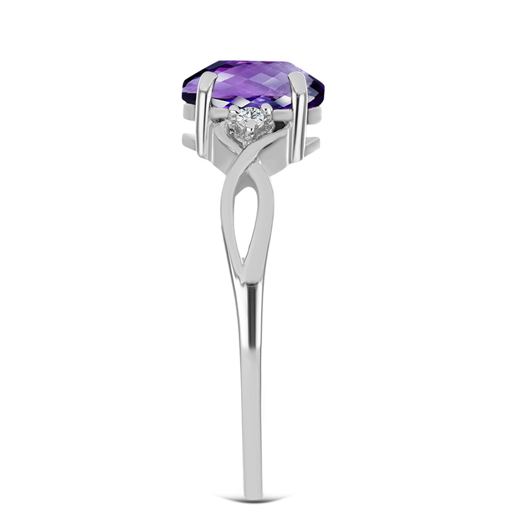 Anillo de Plata con Amatista de Marruecos y Topacio Blanco