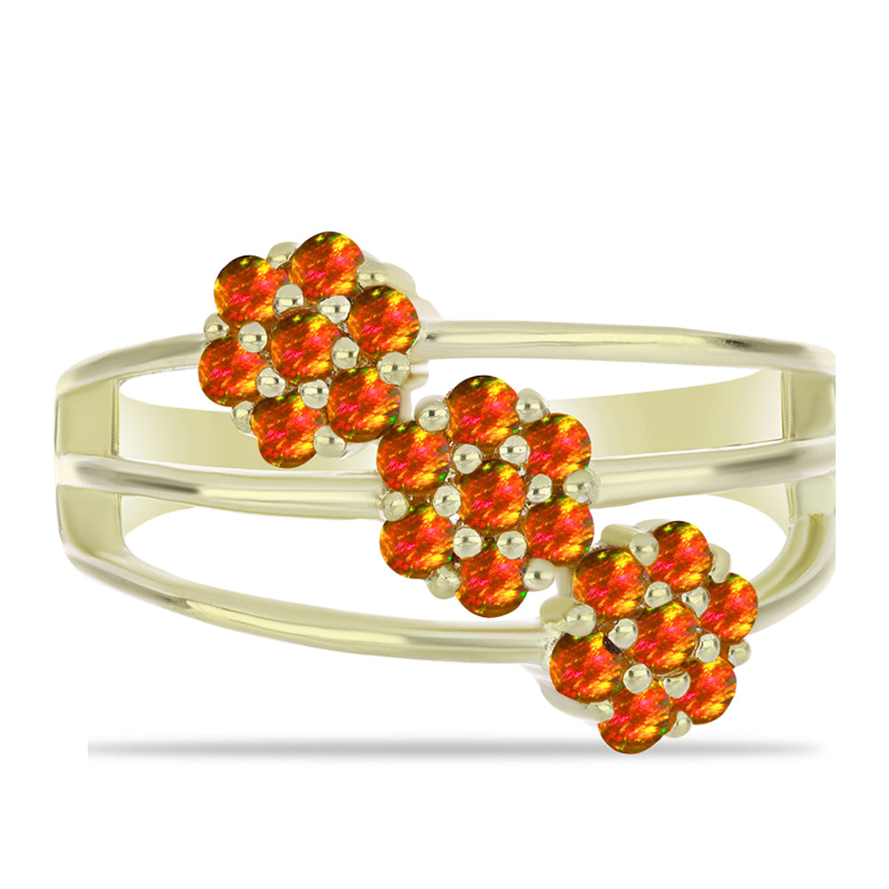 Anillo de Plata Bañada en Oro con Ópalo de fuego americano