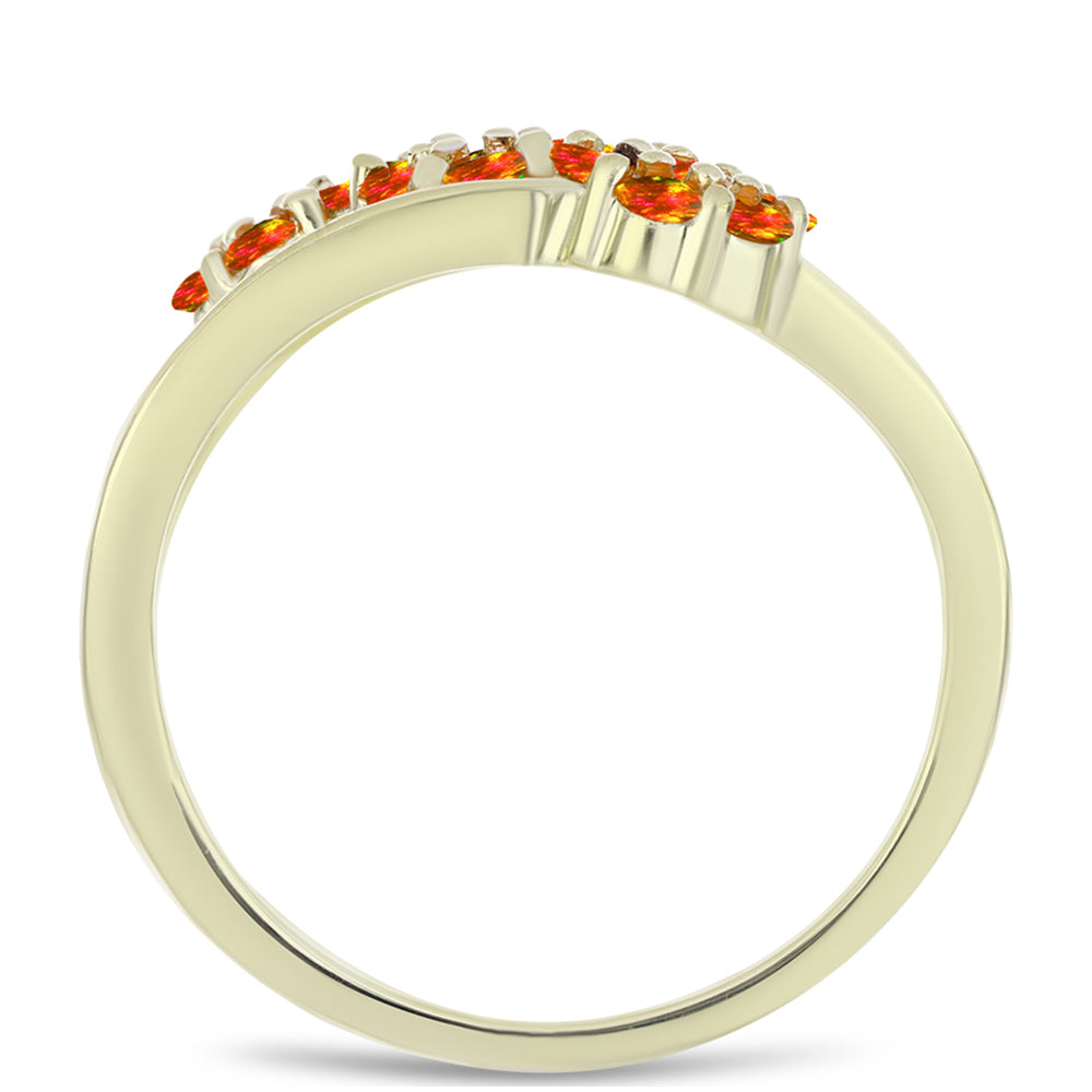 Anillo de Plata Bañada en Oro con Ópalo de fuego americano 2 