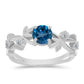Anillo de Plata con Topacio Azul Londres y Topacio Blanco
