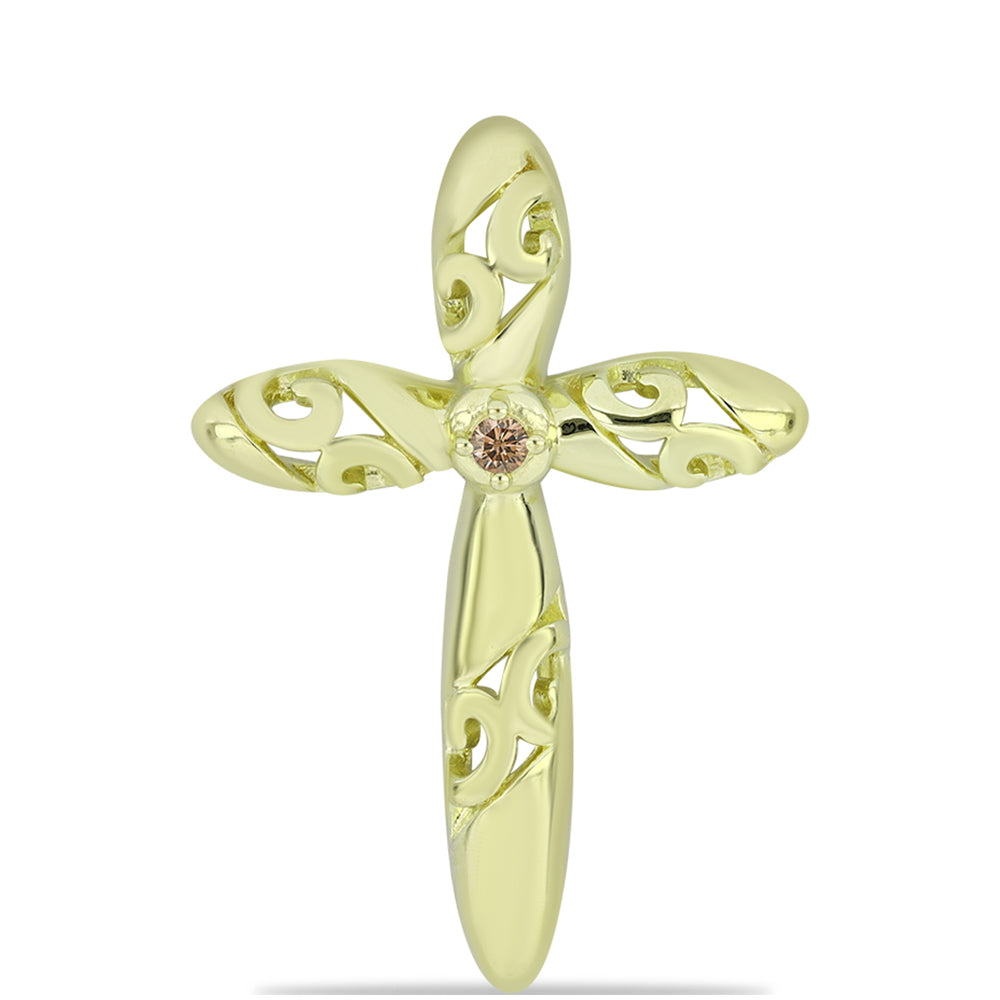 Colgante de Plata Bañada en Oro con Diamante Champagne 1 