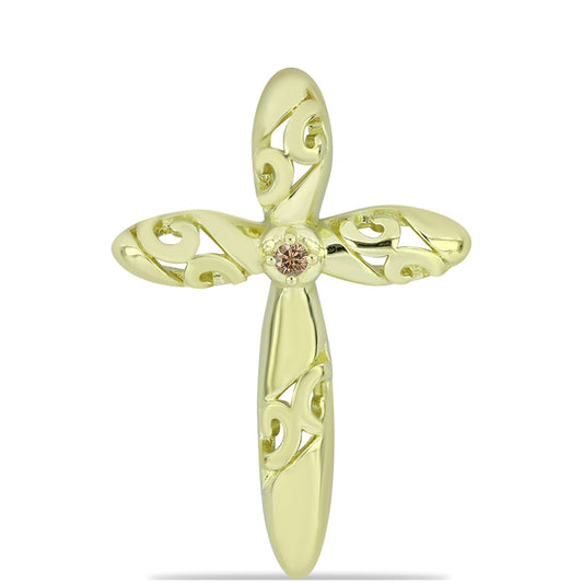 Colgante de Plata Bañada en Oro con Diamante Champagne