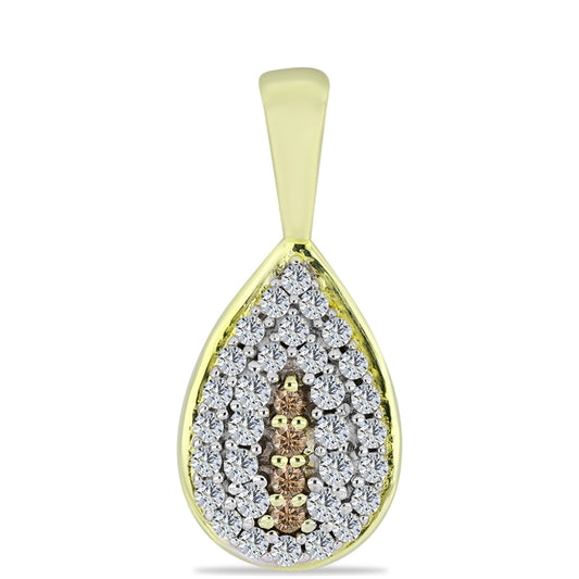 Conjunto de Plata Bañada en Oro con Diamante Champagne y Topacio Blanco ( Pendientes +Anillo +Colgante )