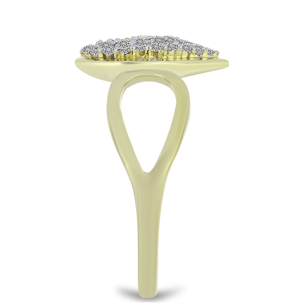 Conjunto de Plata Bañada en Oro con Diamante Champagne y Topacio Blanco ( Pendientes +Anillo +Colgante ) 9 