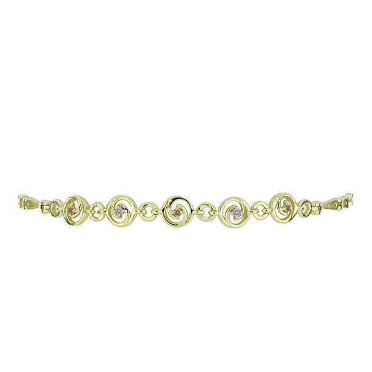 Pulsera de Plata Bañada en Oro con Diamante Champagne y Diamante blanco