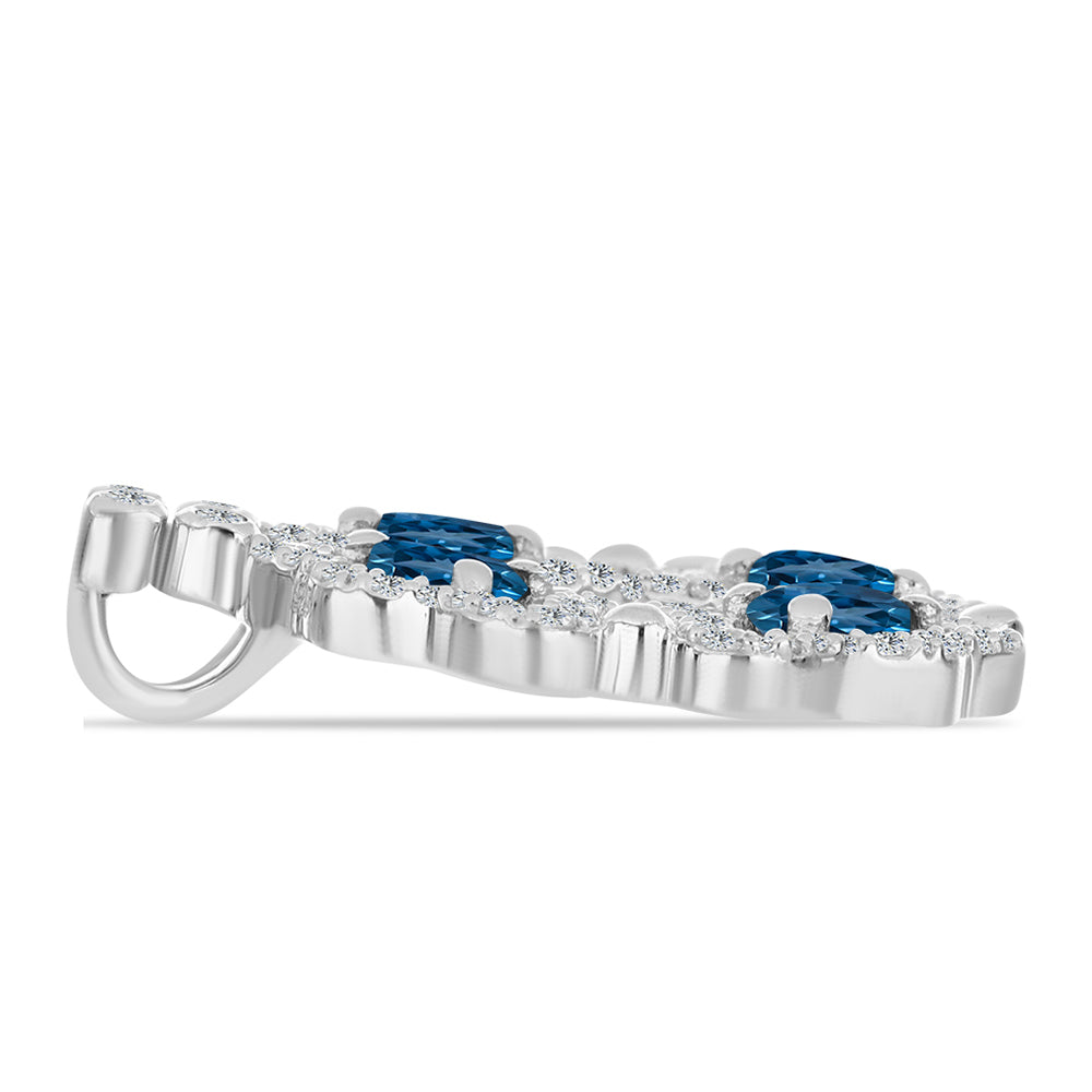 Colgante de Plata con Topacio Azul Londres y Topacio Blanco