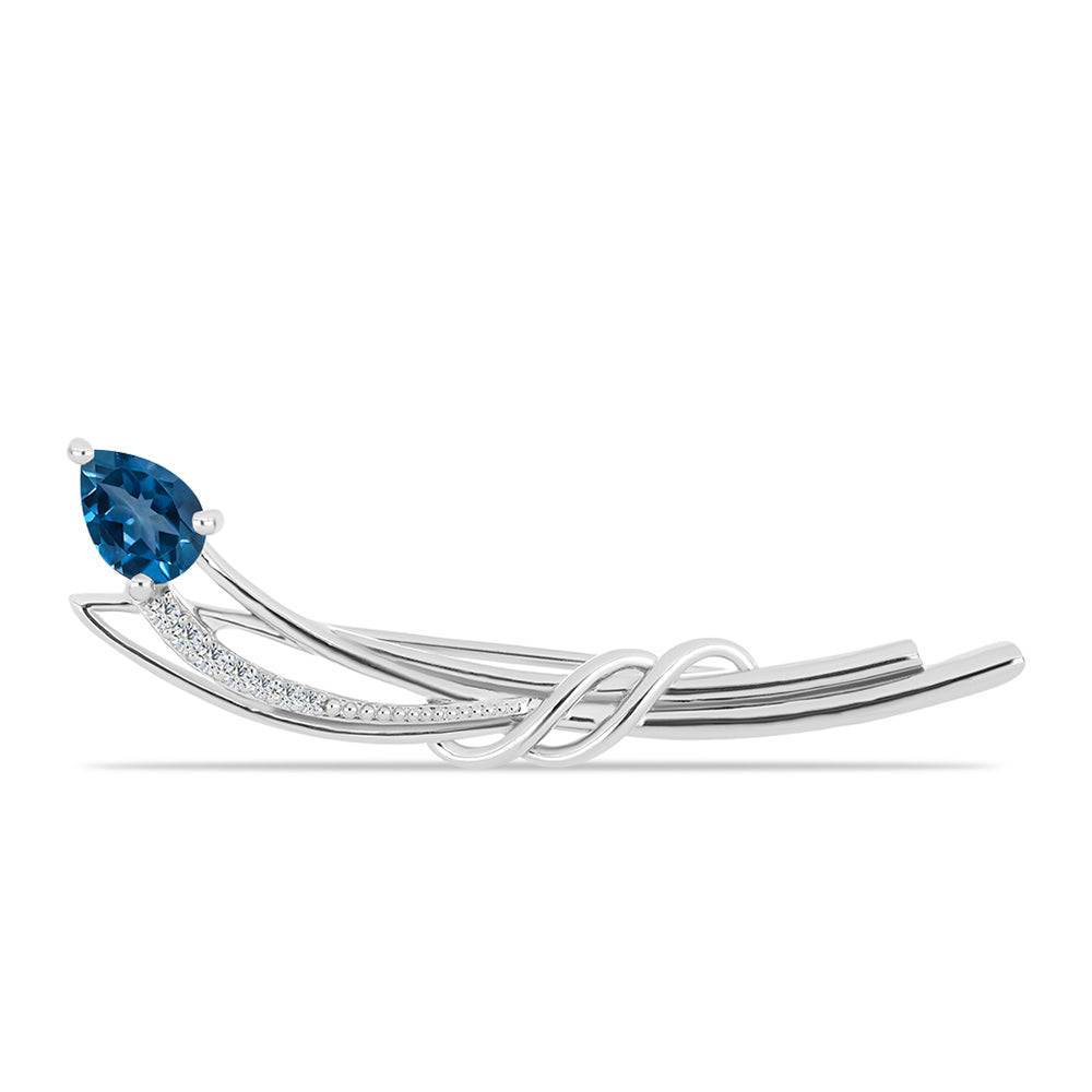 Broche de Plata con Topacio Azul Londres y Topacio Blanco 1 