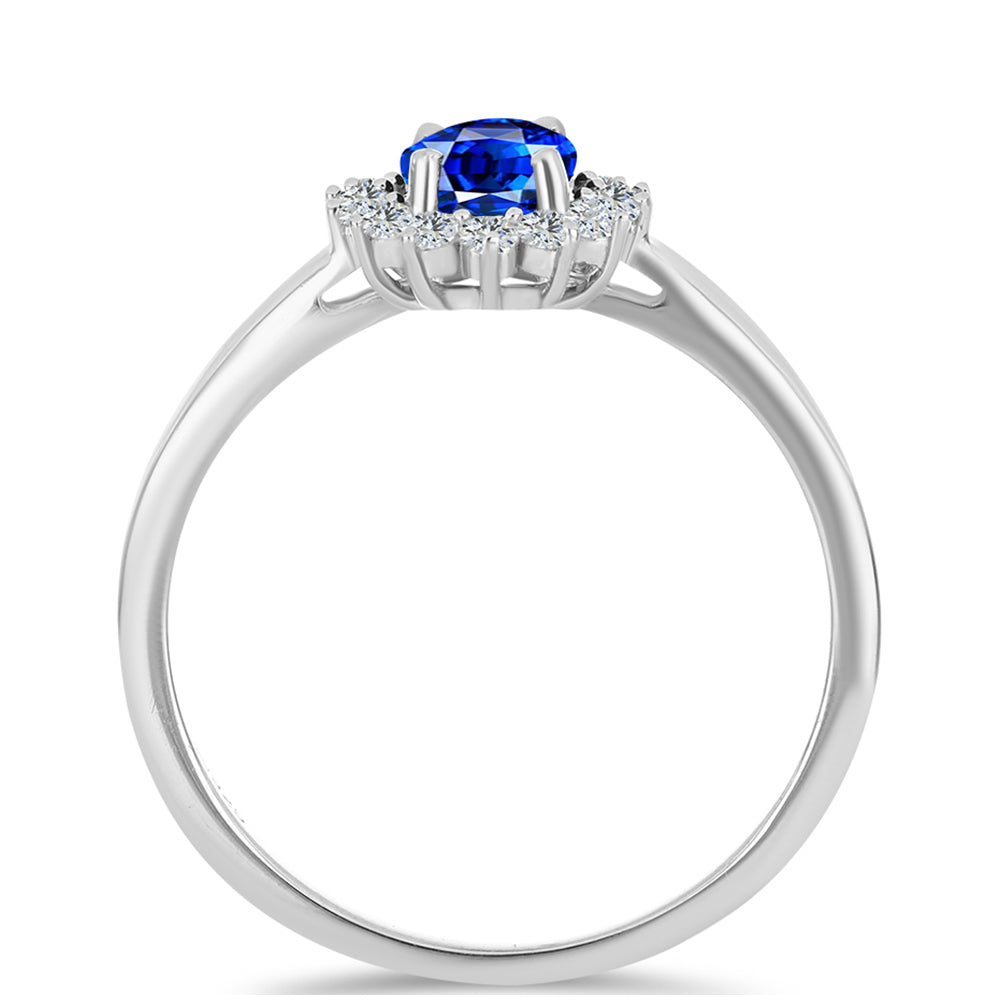 Conjunto de Plata con Zafiro Azul Australiano y Topacio Blanco ( Pendientes +Anillo +Colgante ) 6 
