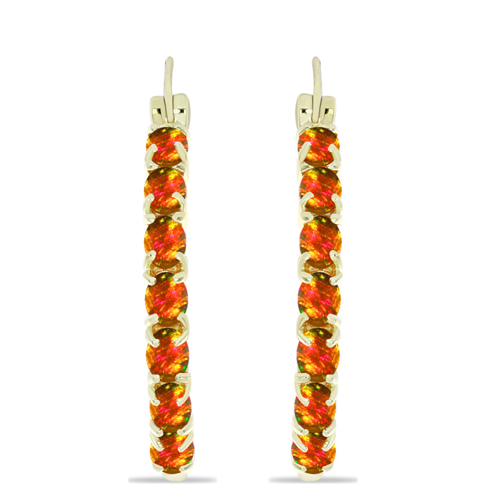 Pendientes de Plata Bañada en Oro con Ópalo de fuego americano 1 