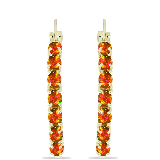 Pendientes de Plata Bañada en Oro con Ópalo de fuego americano