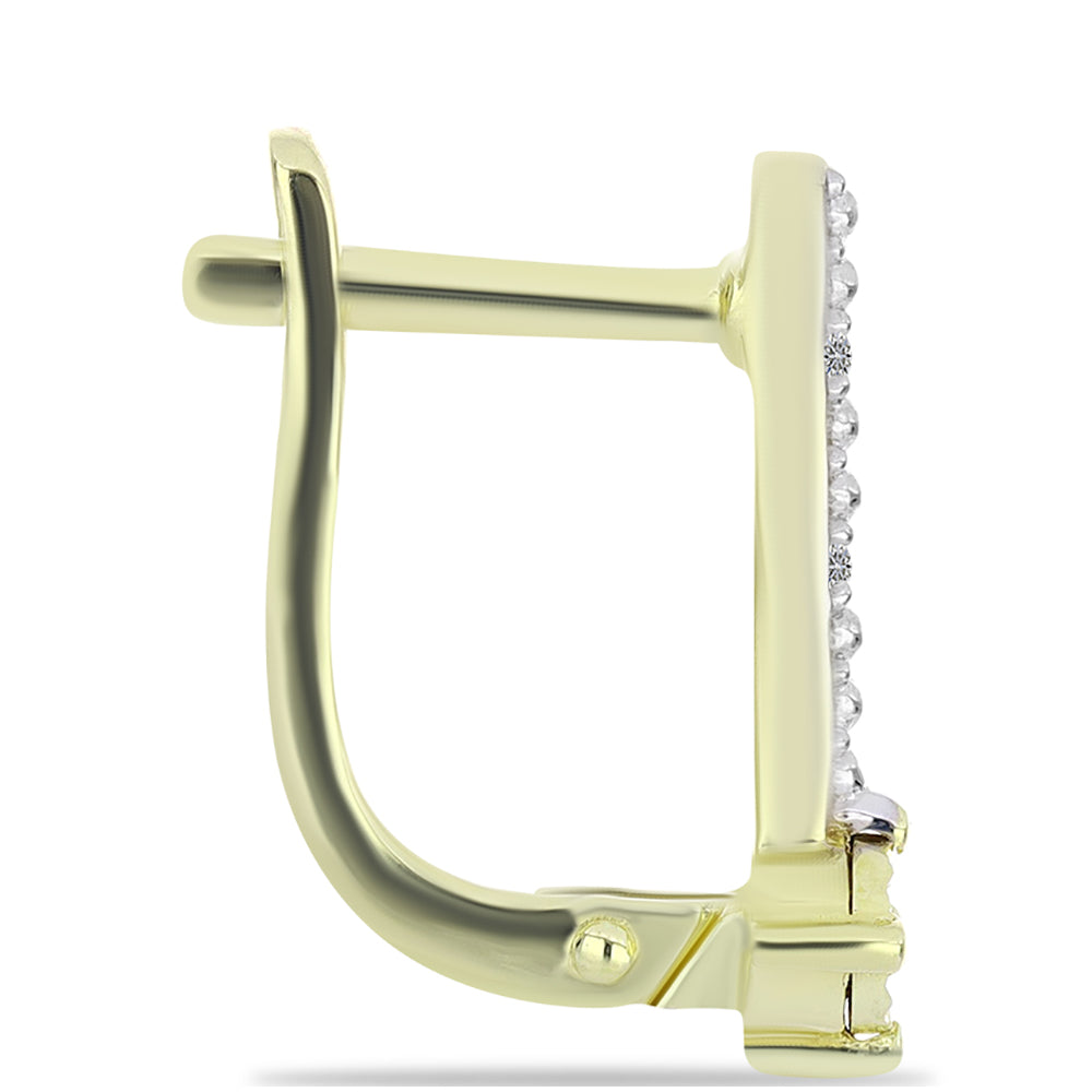 Pendientes de Plata Bañada en Oro con Diamante Champagne y Diamante blanco 2 