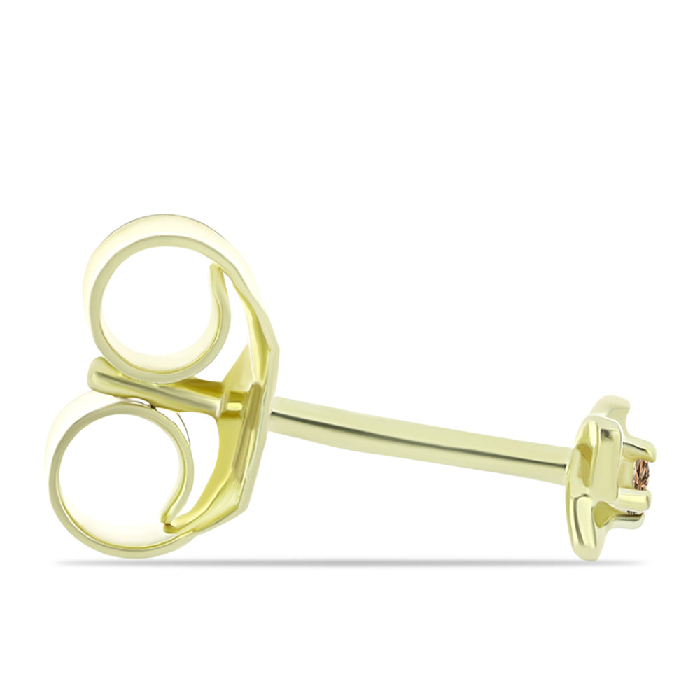 Pendientes de Plata Bañada en Oro con Diamante Champagne