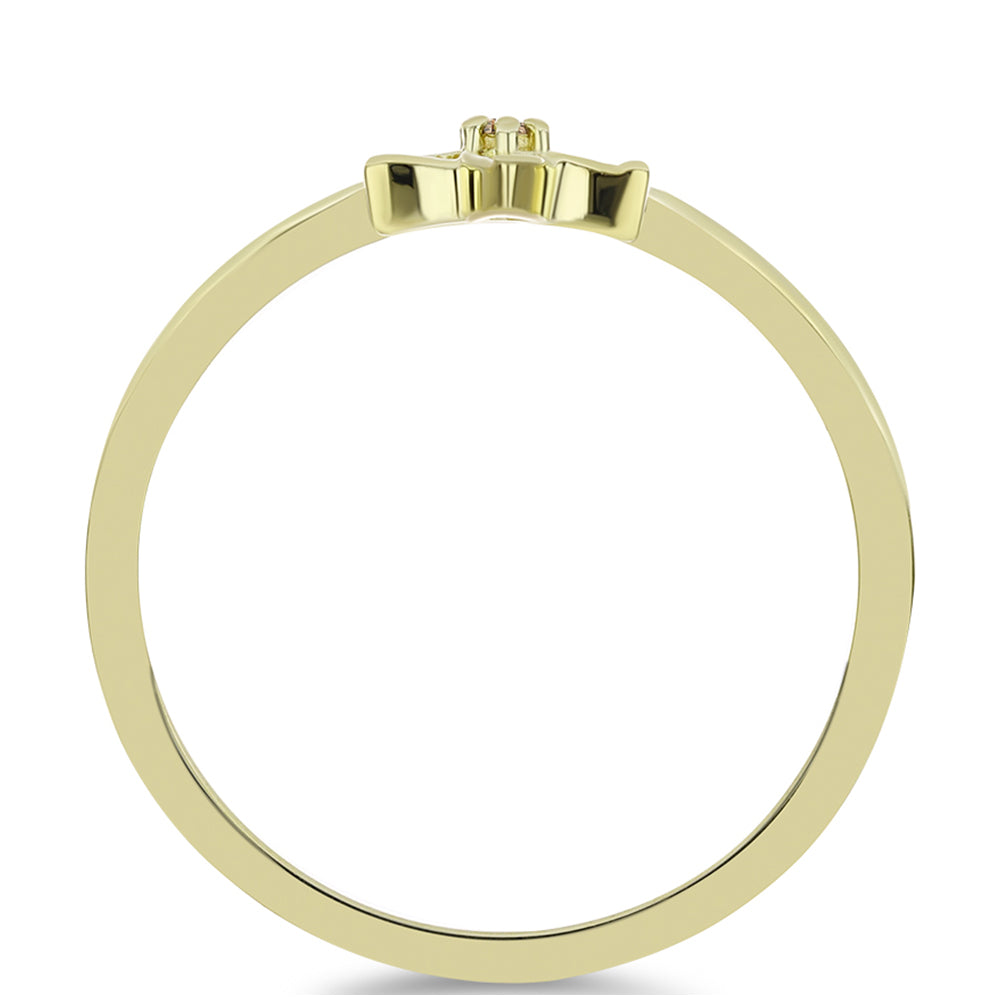 Anillo de Plata Bañada en Oro con Diamante Champagne