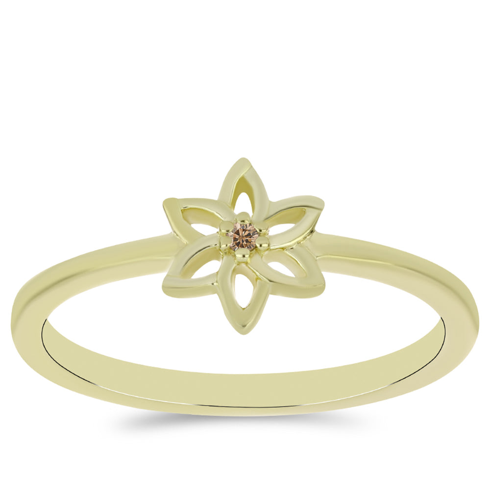 Anillo de Plata Bañada en Oro con Diamante Champagne