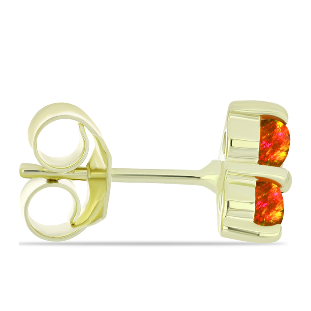 Pendientes de Plata Bañada en Oro con Ópalo de fuego americano 2 