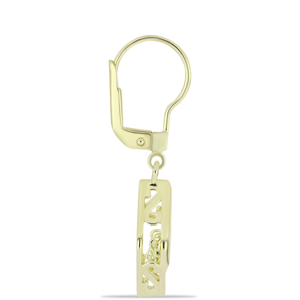 Pendientes de Plata Bañada en Oro con Diamante Champagne 2 