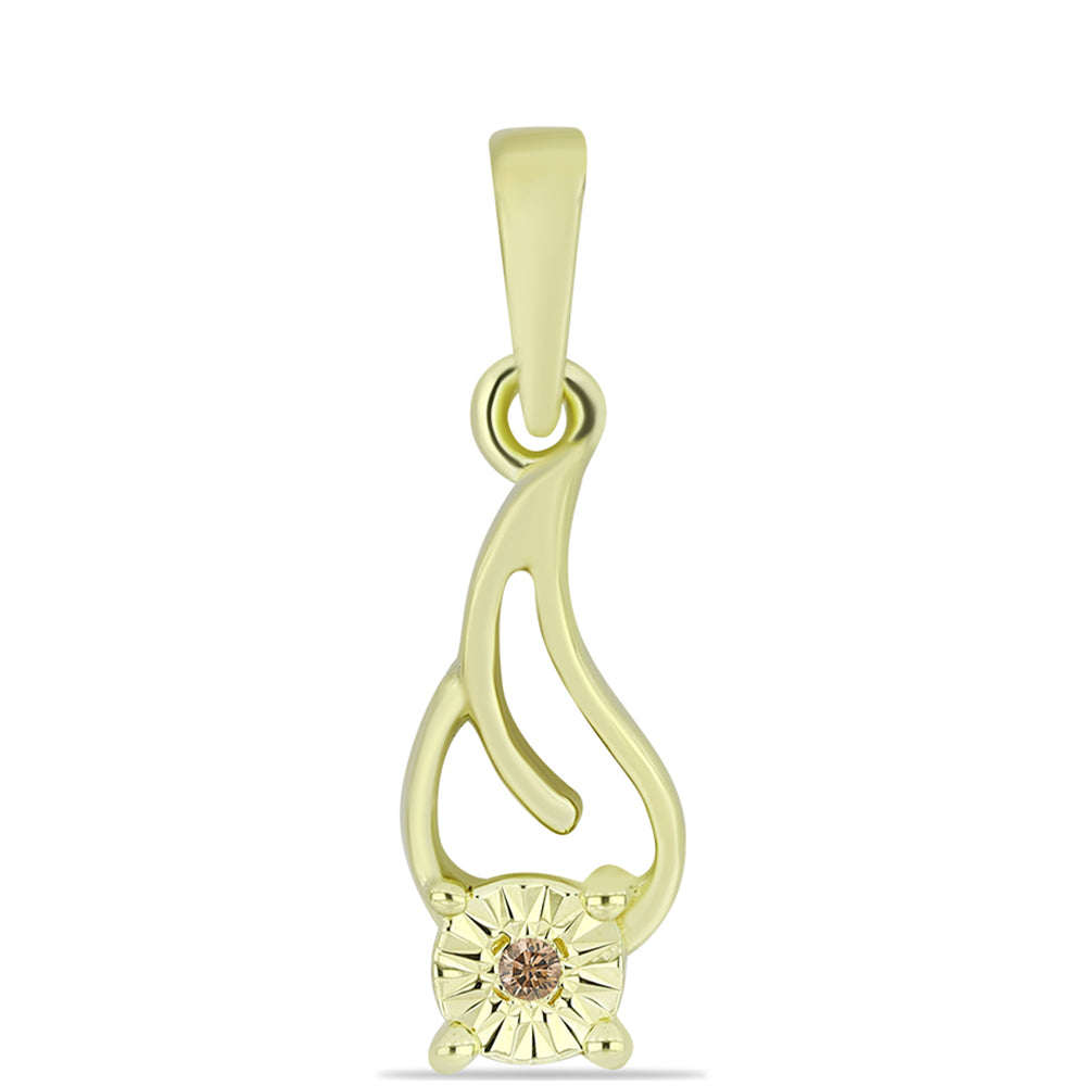 Colgante de Plata Bañada en Oro con Diamante Champagne 1 